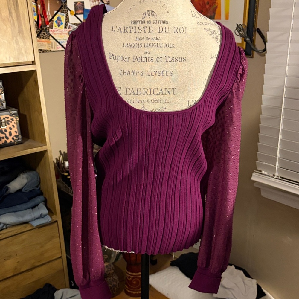 Purple Anthropologie Ribbed Knit Sweater - XL